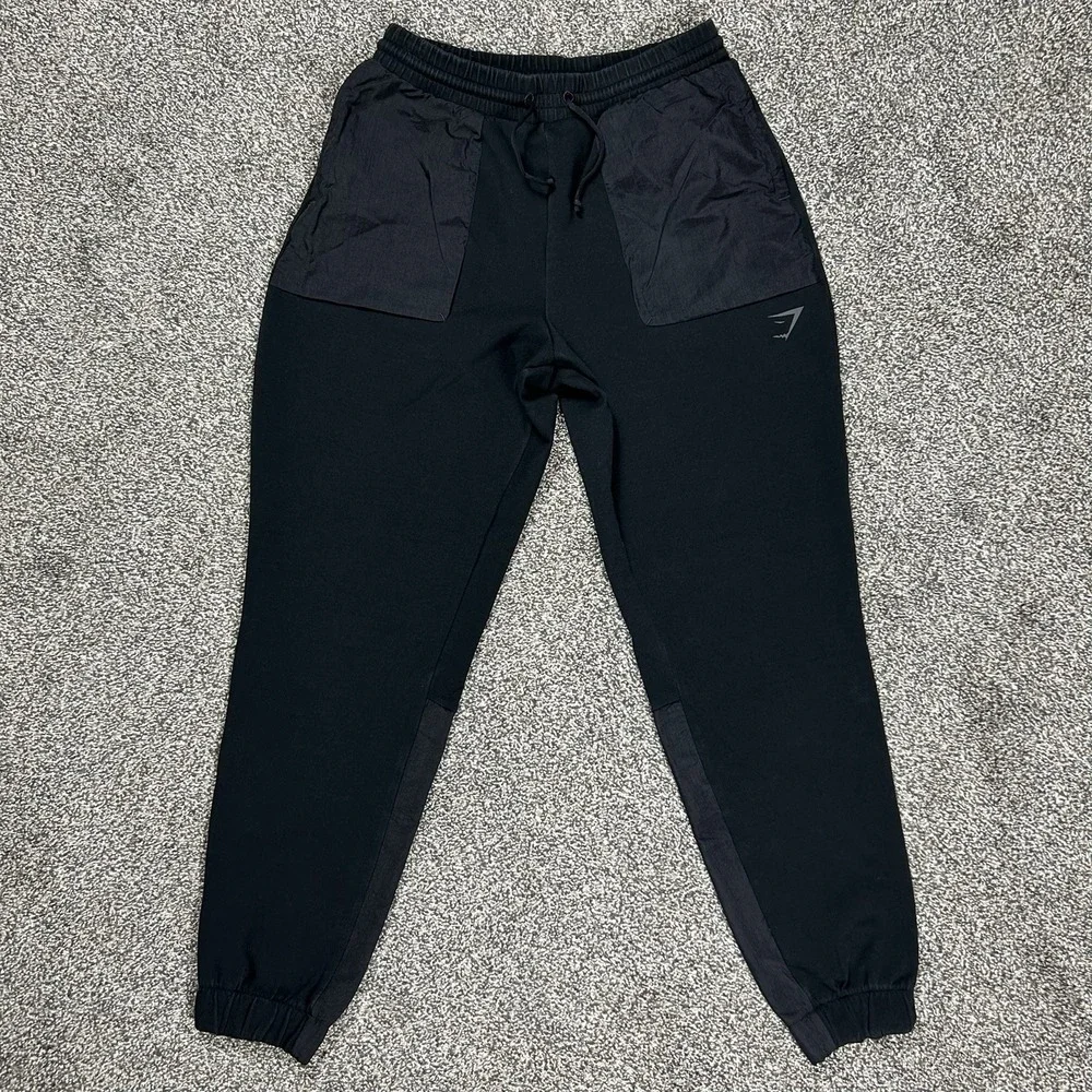 Gymshark Venture Joggers Womens Small Black‎ Training Sweatpants Zip Pockets Gym